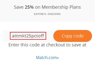 promo code for match